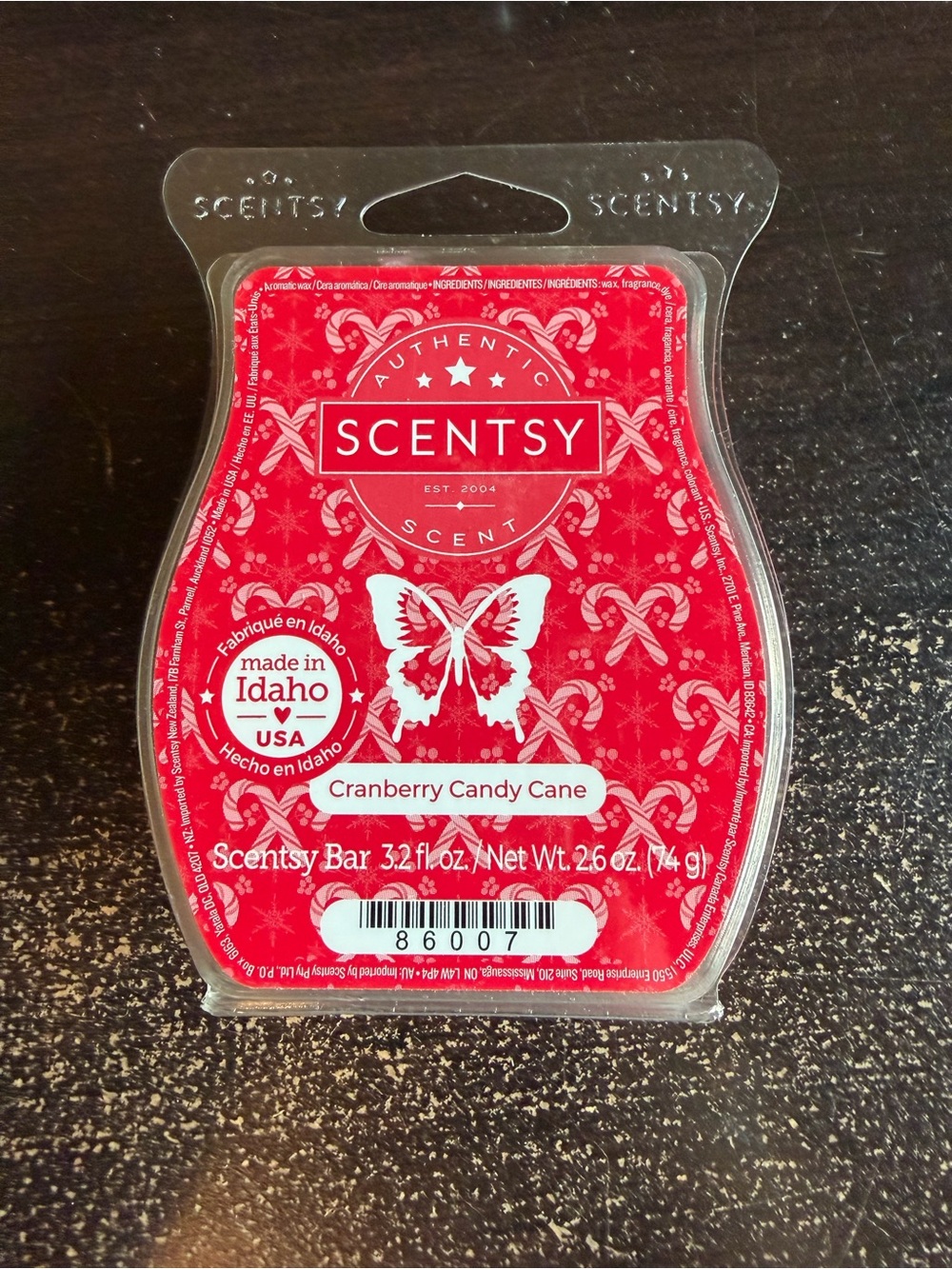 Cranberry Candy Cane  Scentsy Wax Bar 3.2 oz Works w/ Wax or Tart Warmer #86007